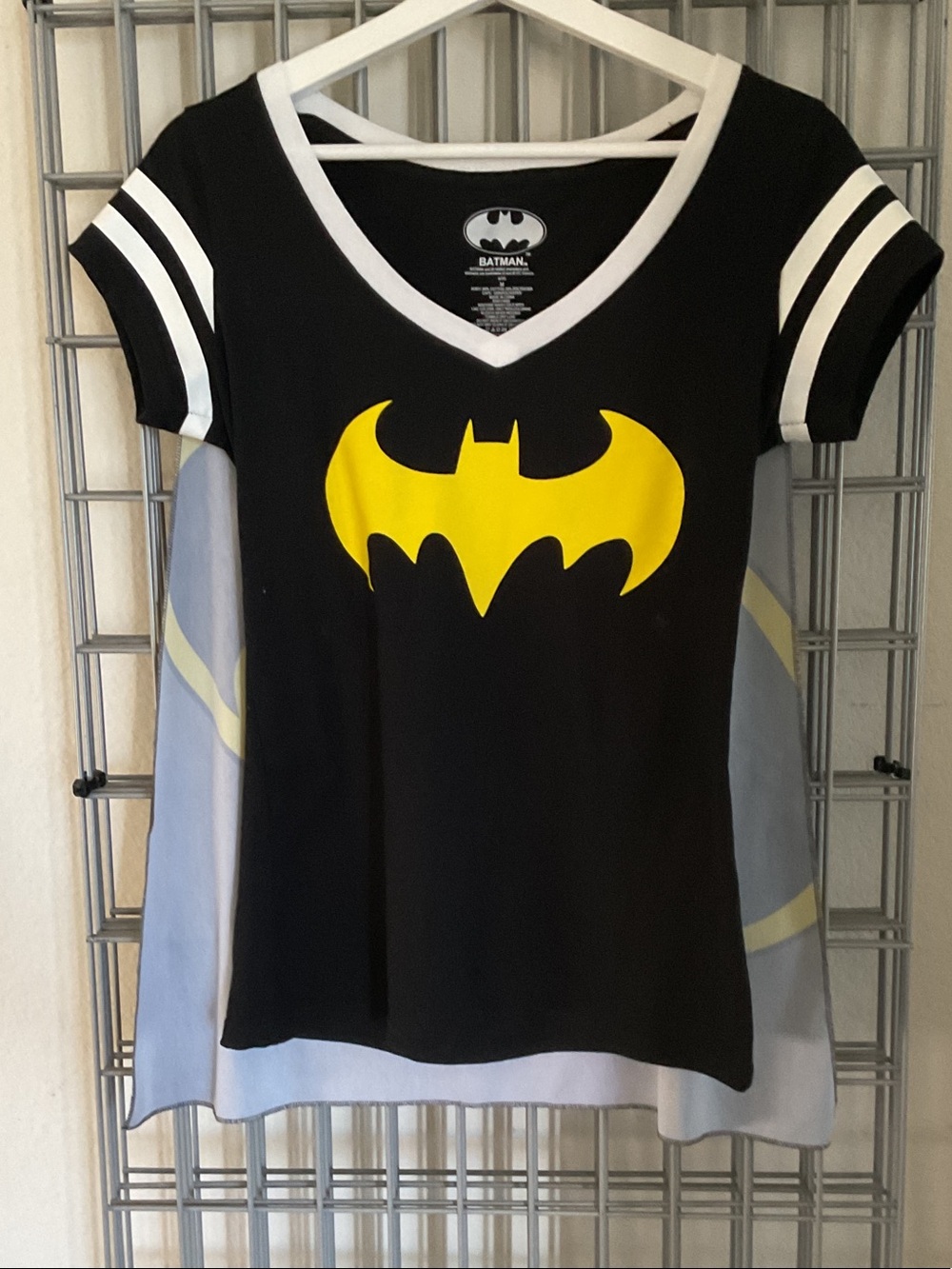 Batman Black V-Neck Tee with Yellow Bat Logo